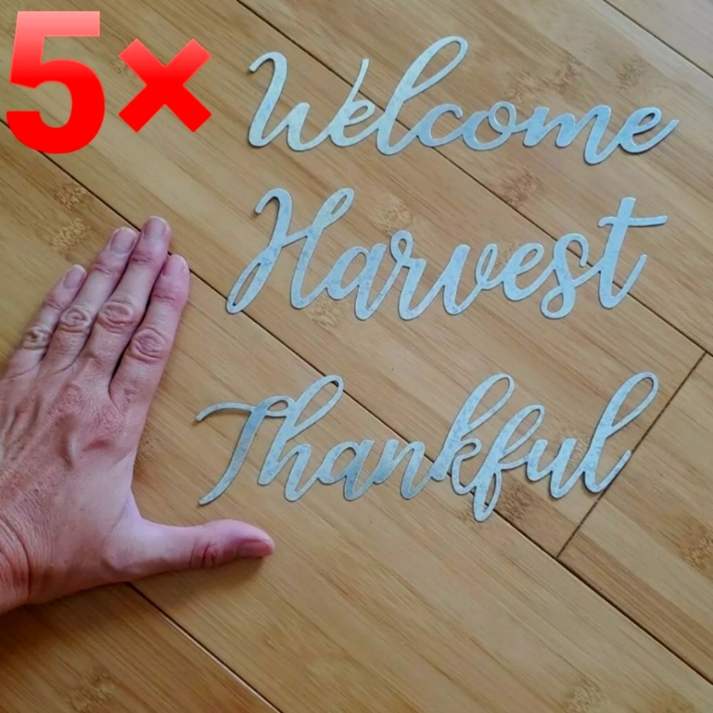 Galvanized Metal Words Harvest Thankful Welcome
